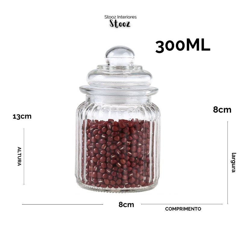 Pote de vidro hermético 300 ml