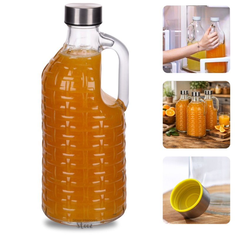 Garrafa de vidro 1 L com alça
